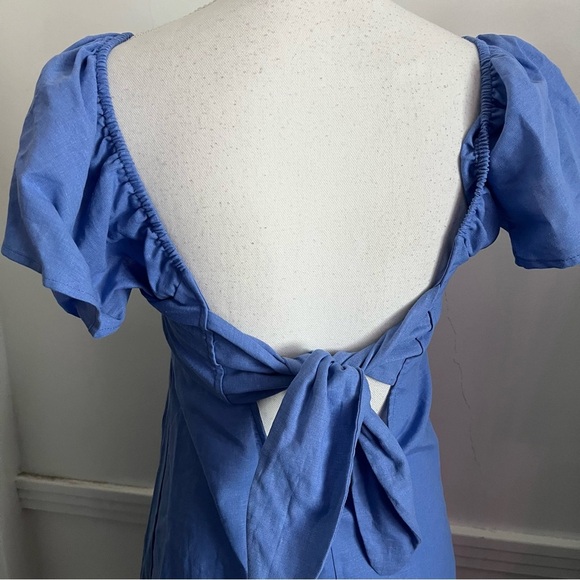 LA Relaxed • NWT Blue Tie Back Short Sleeve Dress - Picture 3 of 6